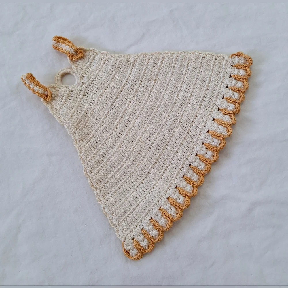 Vintage Handmade Knit Crochet Dress Hot Pad Pot Holder Cottagecore Grandmacore